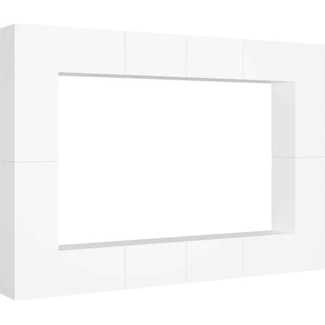 Maison Exclusive - Set Mobili Porta TV 8 pz Bianco in Legno Multistrato (1/5)