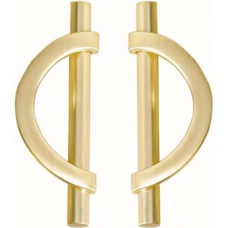 Brushed gold cabinet handles, kitchen cabinet hardware, set of 2 half-moon shaped zinc alloy cabinet handles.