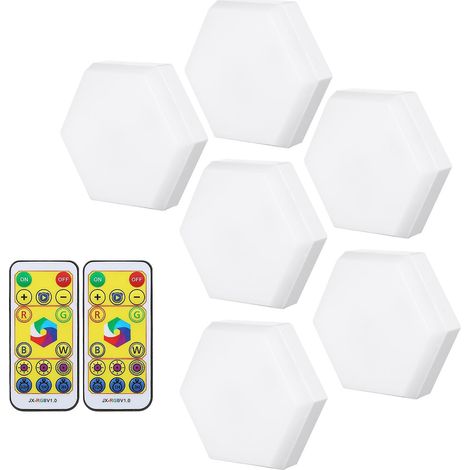 Neoglint 6er-Set RGB-Schrankleuchten, LED-Farbwechsel, sechseckige DIY-Wandlampen, Touch-Schalter, Fernbedienung