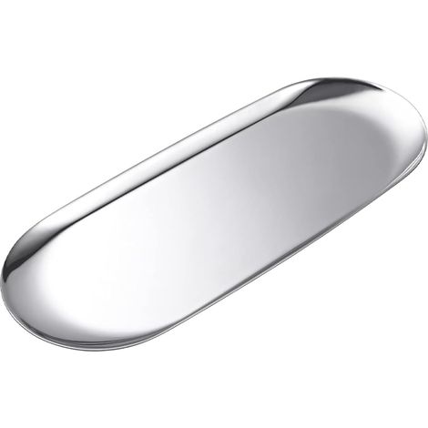 Plateau Bijoux Ovale en Acier Inoxydable Argenté, Organisateur de Rangement pour Cosmétiques et Parfum, Plateau Décoratif Épais pour Bougies et Clefs, Vide-poche Design Miroir, 23x9.5cm (1/5)