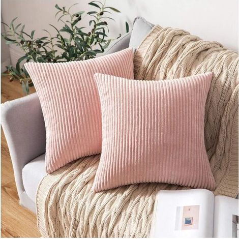Set of 2 45x45cm Rose Decorative Corduroy Cushion Cover Sofa Soft Pillowcase for Home Living Room (1/5)