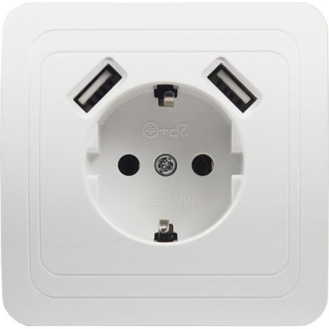 Prise murale universelle pour téléphone, Double Port USB 5V, 2A,Mur européen standard allemand (1/5)