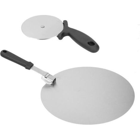 Pelle à pizza pliable en acier inoxydable 430, 30,5 cm, manche 19 cm, roulette 20,5 x 10 cm (1/5)