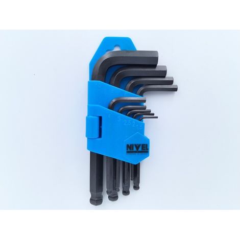 Llave Allen Punta Bola 1,5-10Mm Corta Negro Nivel 9 Pz (1/2)