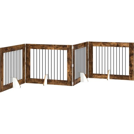 Foldable Dog Gate with Stands 4 pcs Smoked Oak 401 cm vidaXL (1/5)