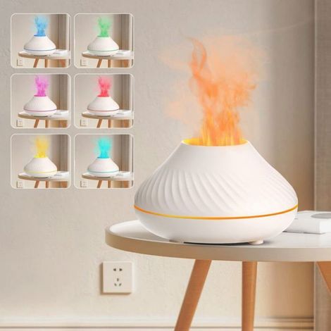 Humidificateur humidificateur effet de flamme USB diffuseur darmes de 130 ml avec veilleuse 7 couleurs (1/4)
