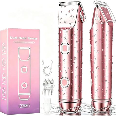 Rasoir Electrique Femme, Tondeuse Intime & Visage, Étanche IPX7 Humide/Sec, avec Écran LED et Lames Hypoallergéniques pour Zones Sensibles, Précise et Sans Irritation (Rose) (1/5)