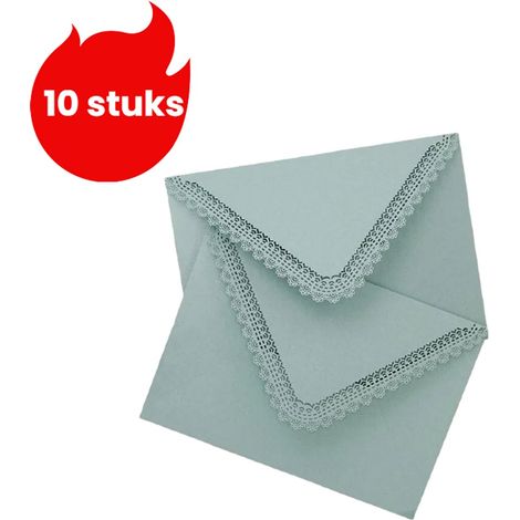 10 enveloppes triangulaires, invitations de mariage en dentelle gravée, bleu (1/5)