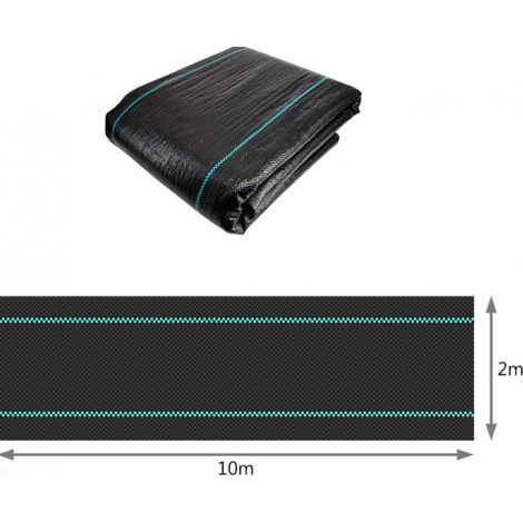 10 x 2 m Unkrautvlies aus UV-beständigen, gewebten Polypropylenfasern, 100 g/m², reißfest, mit hoher Stabilisierung, Mulchplane (1/5)