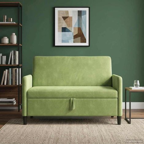 vidaXL Sofá con almacenamiento Verde claro 122 x 78 x 87 cm Poliéster (1/5)