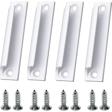 Ensemble de 4 poignées de porte-fenêtre, poignées extérieures en alliage d'aluminium avec vis pour portes-fenêtres, fenêtres et placards, blanc. (1/5)