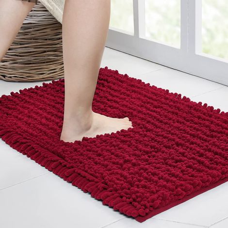 Tapis De Bain Non Glissant - Chenille À Rayures - 43 X 60 Cm - Violet Foncé - 1 Pièce (1/5)