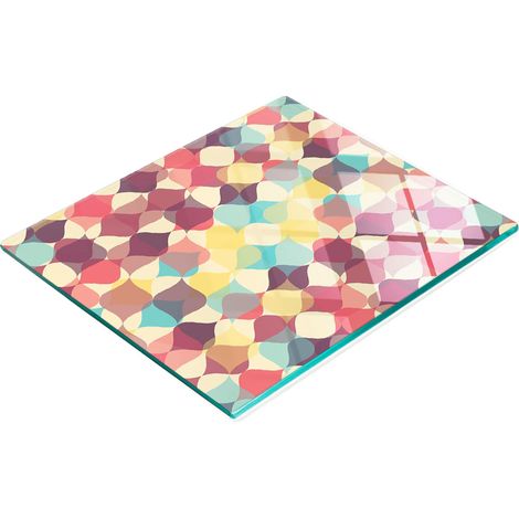 Tabla de cocina de vidrio templado con figuras geom茅tricas gr谩ficas 60x52 cm (1/5)