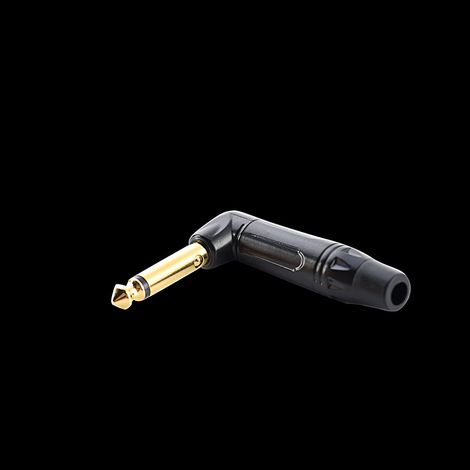Neuer abgewinkelter Mono-Audiostecker 6,5 mm auf 6,35 mm, 90-Grad-Doppelleiter-Mikrofonanschluss, vergoldet, schwarz. (1/5)