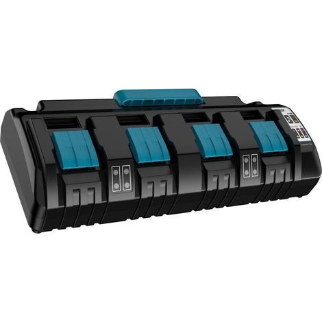 Chargeur 4 ports DC18SF 14.4V-18V compatible batteries BL1850 BL1860 BL1840 BL1430 - avec 2 ports USB - Pour outils Makita DC18RA DC18RC DC18RD (1/5)
