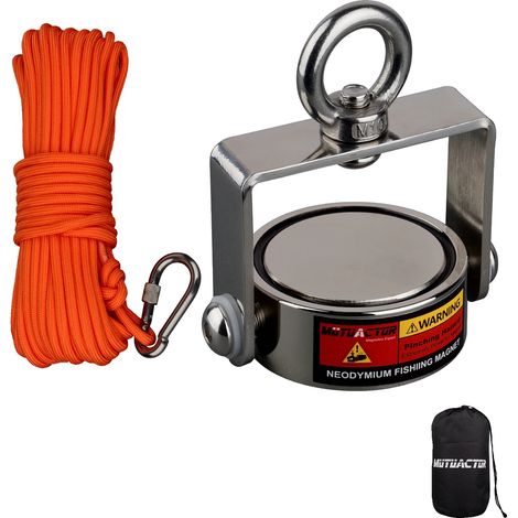 Aimant de pêche en néodyme, force de traction de 1200LB, corde durable, 400LBS Rotatable, Force de traction verticale (1/2)