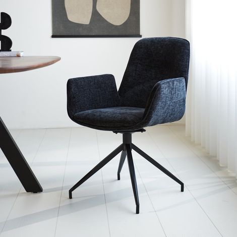 Drehbarer Esszimmerstuhl Nela Chenille schwarz (1/5)