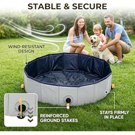 Piscine pliable pour chien - Pour poules - 80 x 20 cm - Gris (1/4)