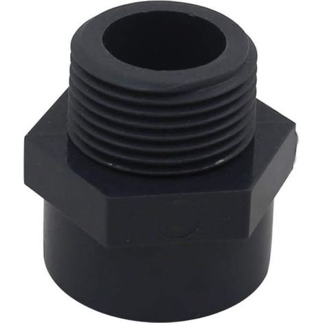Raccord fileté mâle PVC, 25 mm, pour piscine, raccord mixte PVC, manchon fileté PVC, DN20, lot de 2 (diamètre intérieur 25 mm – filetage 3/4 pouce) - Crezuo (1/4)