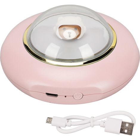 Chauffe-mains USB rechargeable rose - 2 niveaux de chauffe rapide, batterie 4000mAh, veilleuse LED, design mignon astronaute (1/5)