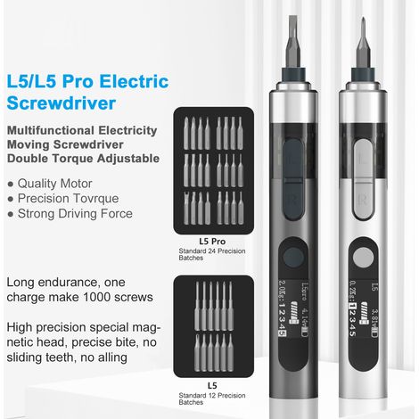 Tournevis électrique intelligent L5 Pro, 5 niveaux de couple, embouts magnétiques puissants, réparation électroménager et téléphone (1/5)
