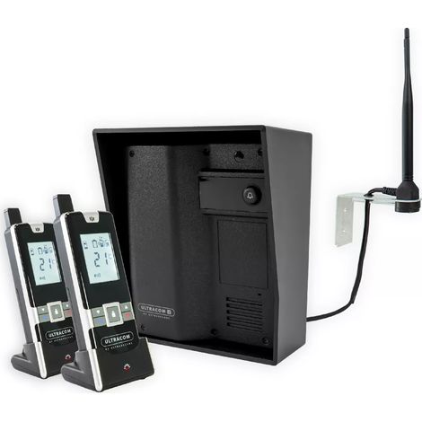 Interphone 600m autonome sans-fil - UltraCOM2 SOLO visière noire + 2 combinés + antenne : contourner obstacle / pilier (1/5)