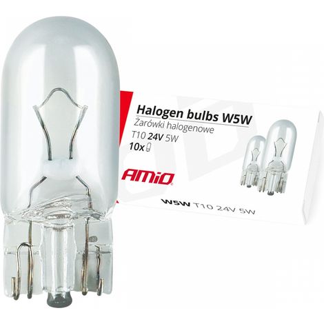 Bombillas halógenas W5W T10 5W W2.1x9.5d 24V 10 unidades (E8) amio-01002 (1/2)