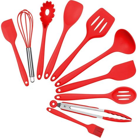 Set de 10 ustensiles de cuisine en siliCône set de cuisson de cuisine résistance à la chaleur jusqu'à 230°C (rouge)-Fei Yu (1/5)