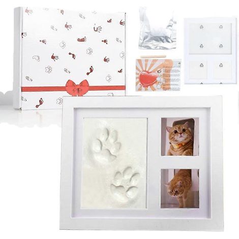 Coffret commémoratif Vilbocr avec empreintes de pattes d'animaux, cadres photo pour chiens et chats, pochoirs en argile – Un cadeau pour les amoureux des chiens et des chats (1/5)