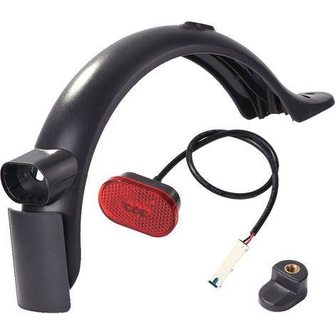 Der hintere Kotflügel kann mit einer Kennzeichenhalterung und einem Haken verwendet werden und verfügt über ein Rücklicht. Er ist kompatibel mit den Elektrorollern Xiaomi M365 PRO, PRO2 und S1.