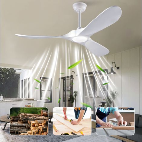 Ventilador de techo con luz LED regulable 132 cm madera blanca y mando - CHICFURN (1/5)