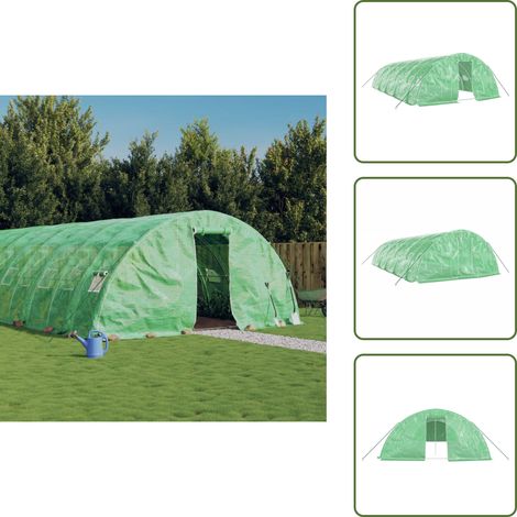Gewächshäuser - Living Gewächshaus mit Stahlrahmen Grün 50 m² 10x5x2,3 m