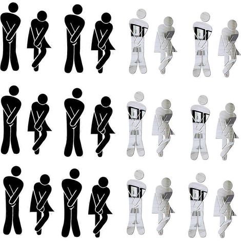 Panneau amovible pour toilettes homme/femme, autocollant 3D décoratif pour miroir à faire soi-même, autocollant mignon amovible pour toilettes homme/femme (1/5)