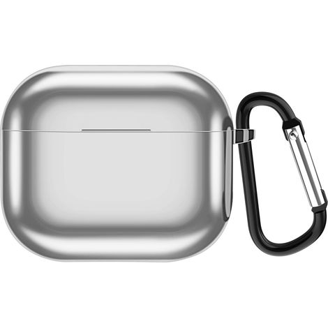 Coque Écouteurs Sans Fil Compatible 3 2021 TPU Électroplaqué Protecteur Housse avec Mousqueton (1/5)