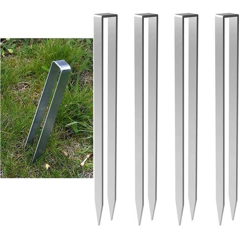 Gartenbogen-Befestigungsset mit 4 U-förmigen Edelstahl-Erdankern, Abmessungen: 11,81 x 1,14 x 0,83 Zoll (1/5)