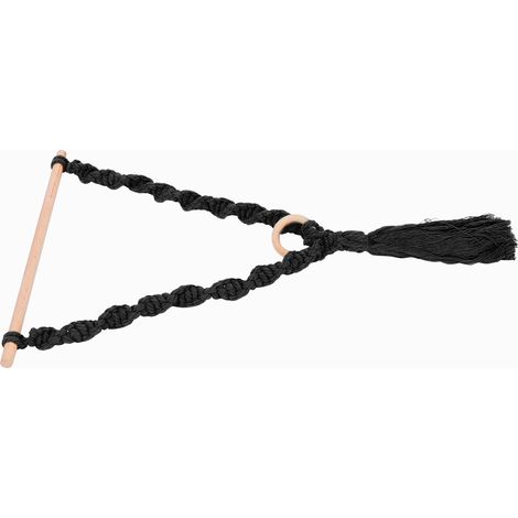 Porte-essuie-tout en tissu tricoté, en corde de chanvre avec pompon, pour suspendre des photos et autres accessoires de rangement (noir) (1/5)