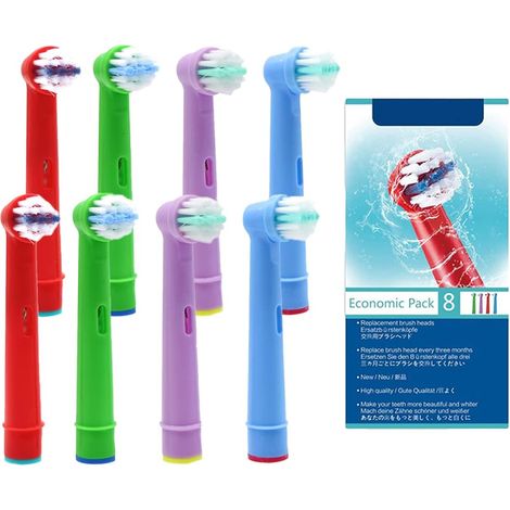 Lot de 8 pièces brosse à dents pour enfants pour Oral B, têtes de brosse de rechange pour enfants pour brosse à dents électrique rechargeable avec emballage (1/5)