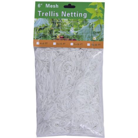 Gartennetz, Ranknetz aus Polyester, Pflanzenstütznetz für Kletterblumen (Weiß), 14,6 m (1/4)