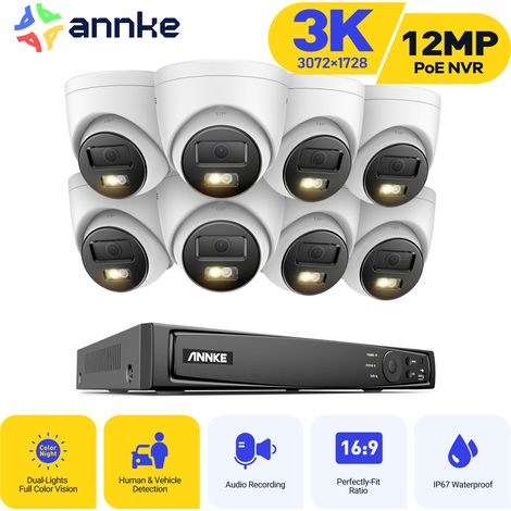 ANNKE 3K Caméra de Surveillance Extérieure,Kit Vidéo Surveillance avec 16CH NVR et 8X5MP Caméra IP PoE,Vision Nocturne Couleur,Détection Personnes/Véhicules (1/5)