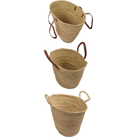 JARDIN202 - Bolso de Mimbre - Cesta de la Compra con Asas - Capazo fibras naturales  45 x 30 x 30 cm (Asas de mimbre)