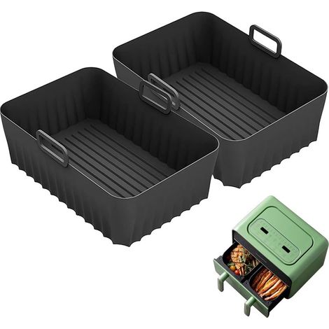 Silikon-Backbleche für Heißluftfritteusen, kompatibel mit den Modellen Ninja Foodi AF300EU und AF400EU, geeignet für Zweizonen-Heißluftfritteusen von Cosori, Tefal und Philips, 2 Stück (1/5)