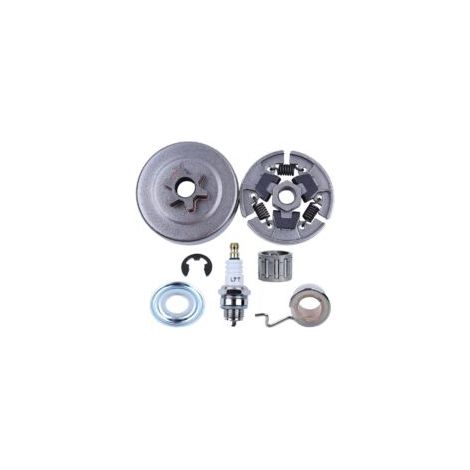 Kit pignone frizione da 3/8" per Stihl 017 018 MS170 MS180 021 023 025 MS210 MS230 MS250, pignone + tamburo frizione + cuscinetto + vite senza fine + rondella + clip di sicurezza + candela - Crezuo (1/4)