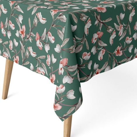 Nappe Anti-Taches enduite Coton rectangulaire 100x140 Olga Vert (1/5)