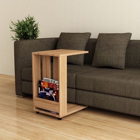 Decortie Edi Modern Beistelltisch Eiche Mehrzweck mit Kreativität H 60cm (1/2)