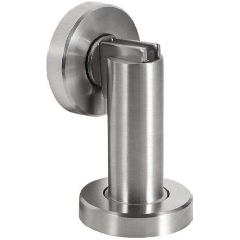 Butoir de porte magnétique MS010 en aspect acier inoxydable - Butée de porte avec matériel de fixation au sol et au mur - Bloc Porte aimanté - Ø 5cm, hauteur 8,4cm (1/4)