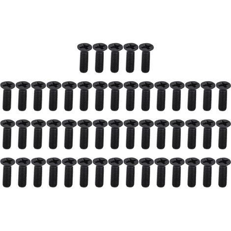 50Pcs Vis tête fraisée cruciformes acier noir M3x10 (1/5)