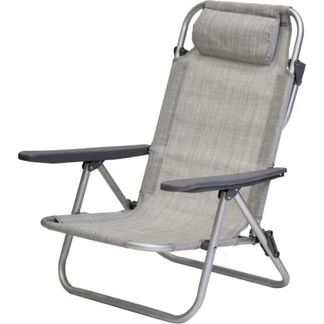XONE SEDIA MARE SDRAIO SPIAGGINA PRO IN ALLUMINIO TELO TEXILENE COLORE GRIGIO (1/5)