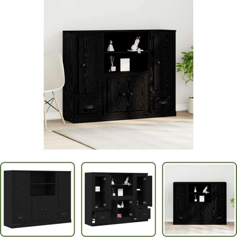 vidaXL Stauraum -  Highboard Schwarz Eichen-Optik 132 x 35,5 x 103,5 cm (1/5)