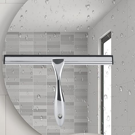 Essuie glace de salle de bain en acier inoxydable de 12 pouces avec crochet, réutilisable pour l'essuie glace de fenêtre, l'essuie glace de porte de douche, l'essuie glace de pare brise de voiture