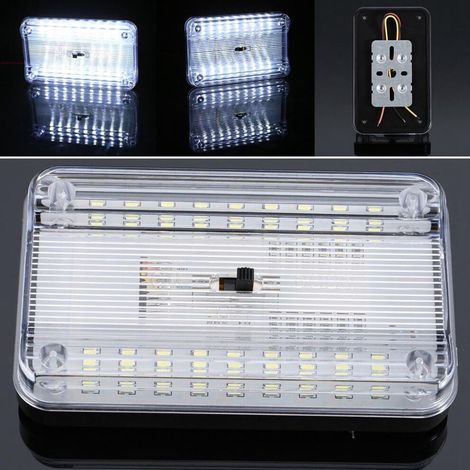 2 luci interne per auto, plafoniera a 36 LED con luce di lettura.